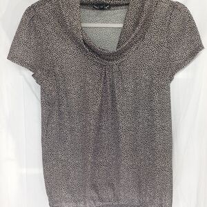 The Limited Black and Cream Cowl Neck Short Sleeve Blouse